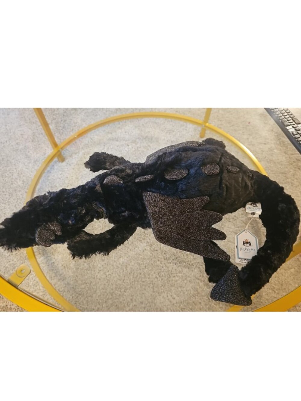 Black Onyx Dragon Plush Full Size Stuffed Animal w/ Dust Bag Fantasy Collectible